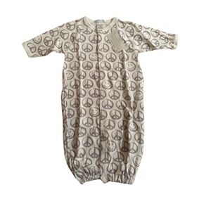 Baby Steps White and Gray Peace Sign Pajamas Converter NWT
